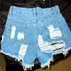 Jean shorts rips on front and back